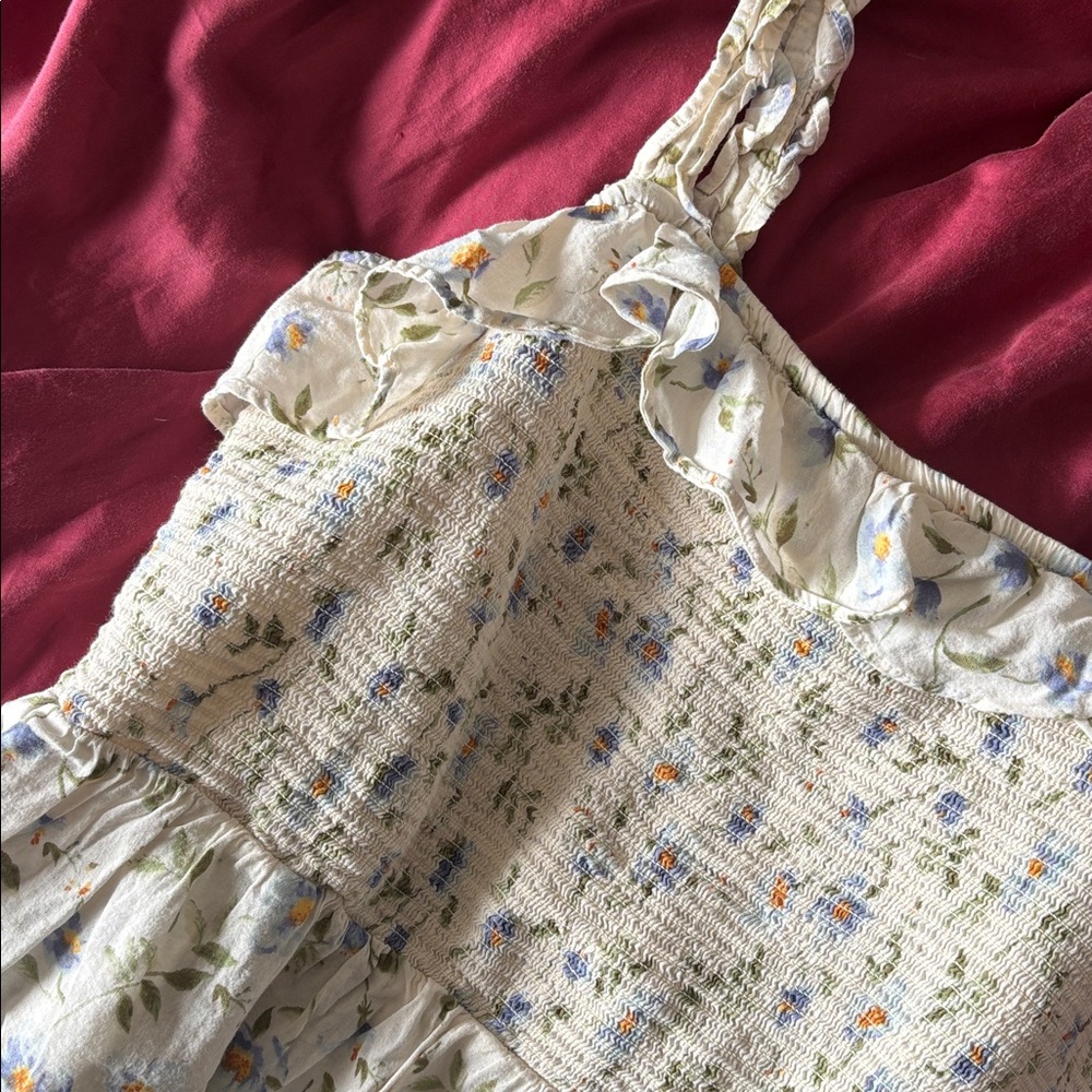 Old Navy Floral Smocked Blouse with Ruffle Straps